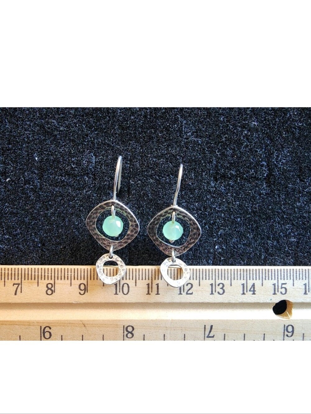Sterling Silver/Polished Jade Ball Bead Drop Earrings Marked/Tested+ Ready2Wear